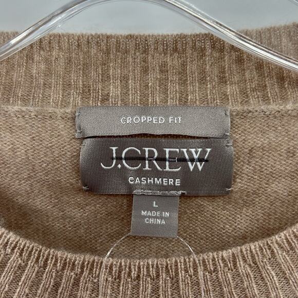 J. Crew Shrunken Cropped 100% Cashmere Sweater - Tan - Large - NWT - Picture 4 of 6